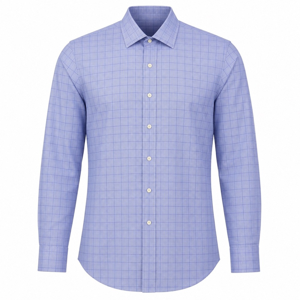Brooks Brothers Mens 16.5 33 Slim Fit Blue Windowpane Cotton Shirt Corporate